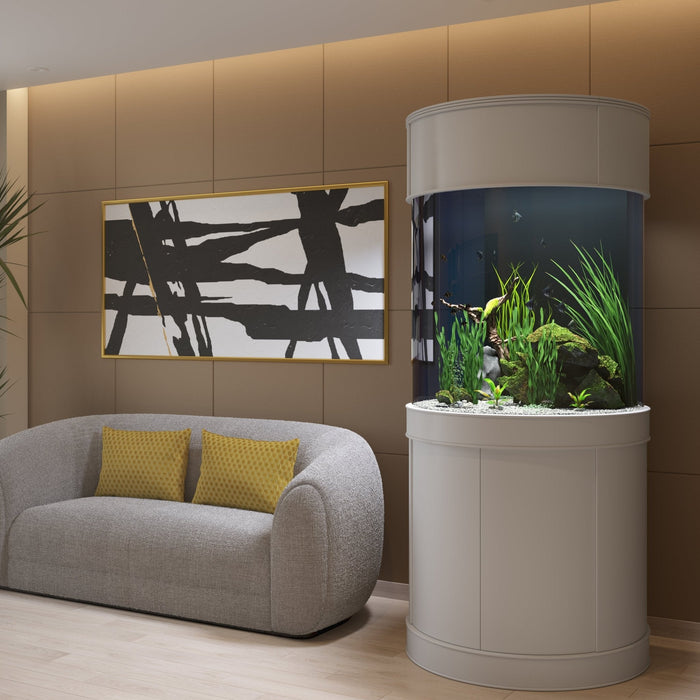 115 Gallon 3/4 Cylinder Glass Reef-Ready Aquarium Set in Tulum White