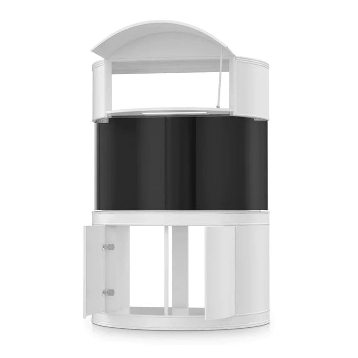 180 Gallon Half Cylinder Glass Reef-Ready Aquarium Set in Unstained Wood Furniture