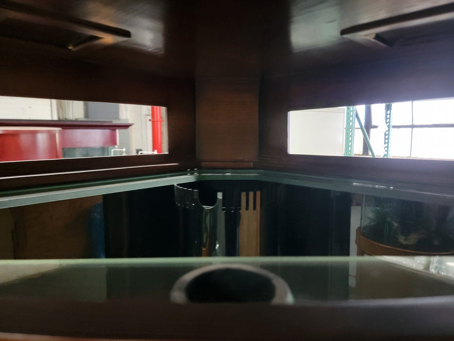 136g Corner 1/4 Cylinder Glass Reef-Ready Aquarium Set in Walnut