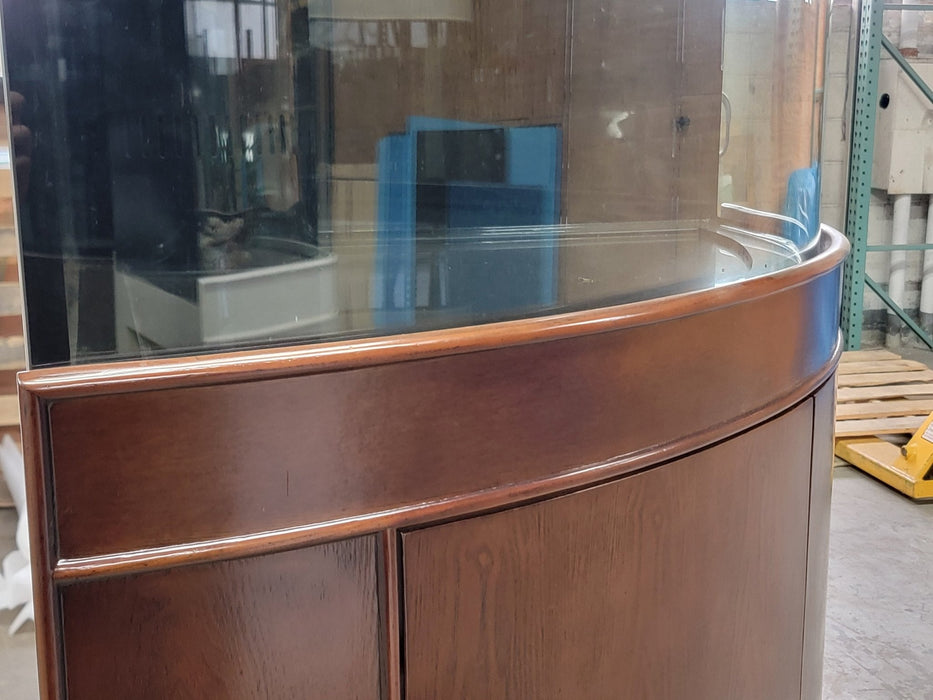 136g Corner 1/4 Cylinder Glass Reef-Ready Aquarium Set in Walnut