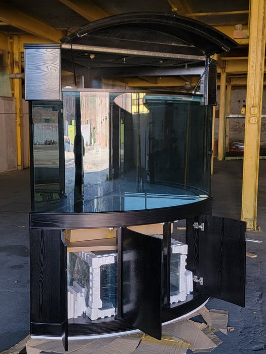 250g Corner ¼ Cylinder Glass Aquarium Ensemble in Abyss Black