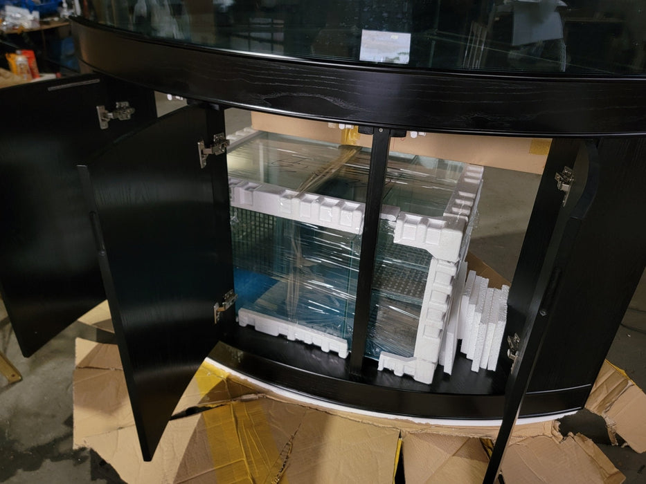 250g Corner ¼ Cylinder Glass Aquarium Ensemble in Abyss Black