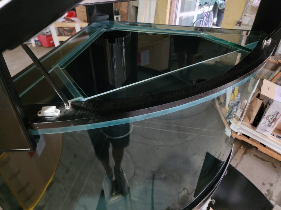 250g Corner ¼ Cylinder Glass Aquarium Ensemble in Abyss Black