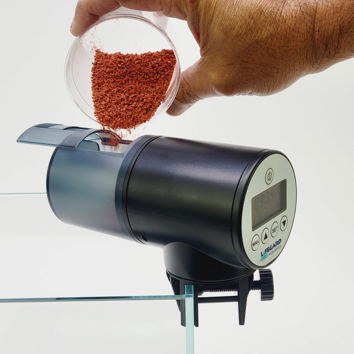 Intelli-Feed Automatic Aquarium Fish Feeder with Rechargeable Battery and Moisture-Proof Food Container