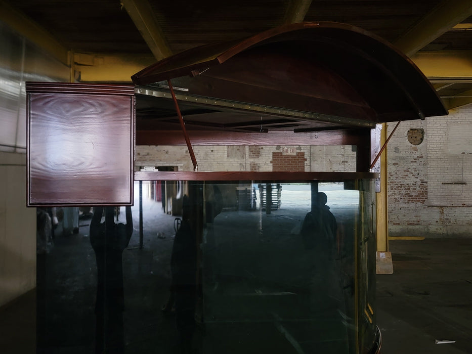 155g Corner 1/4 Cylinder Glass Reef-Ready Aquarium Set in Walnut