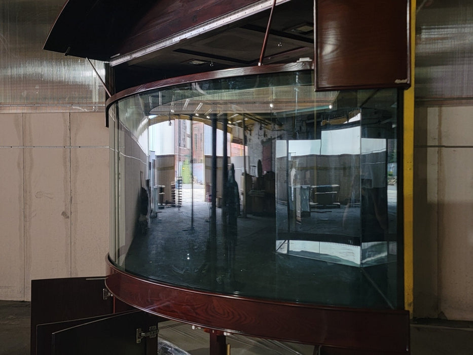 440g Corner 1/4 Cylinder Glass Aquarium Set in Walnut Wood Furniture