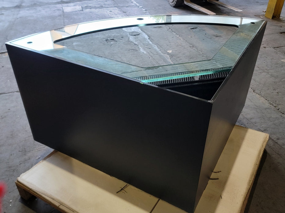 440g Corner 1/4 Cylinder Glass Aquarium Set in Walnut Wood Furniture