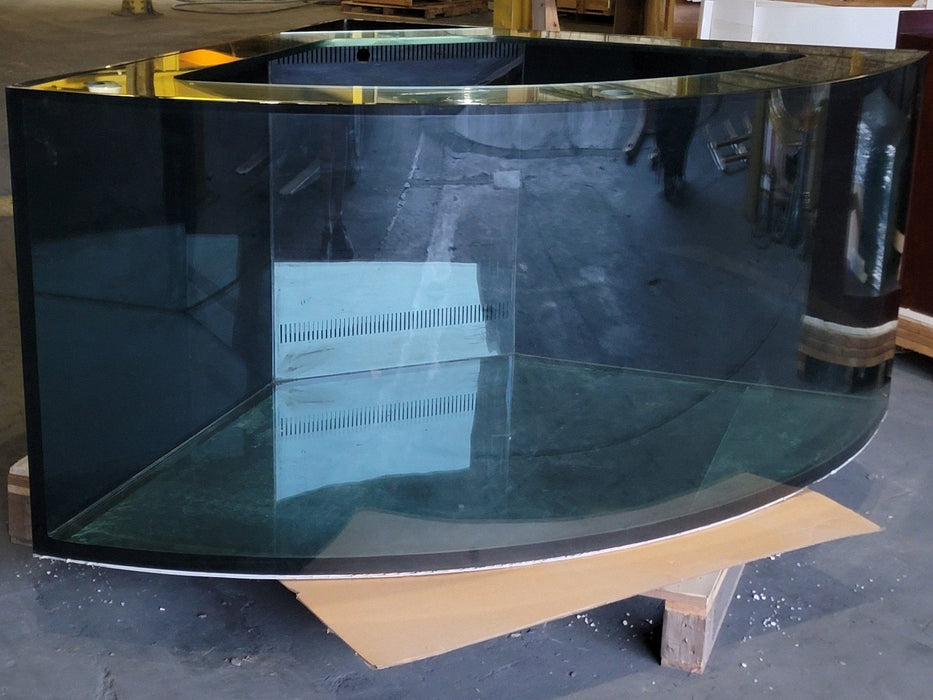 440g Corner 1/4 Cylinder Glass Aquarium Set in Walnut Wood Furniture