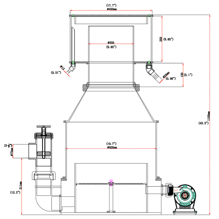 SRO-9000EXT Light Commercial Protein Skimmer