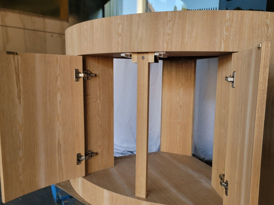 *BLACK* 90g Corner 1/4 Cylinder Glass Aquarium Set in Flush Wood Furniture