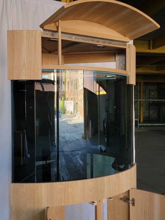 *BLACK* 90g Corner 1/4 Cylinder Glass Aquarium Set in Flush Wood Furniture