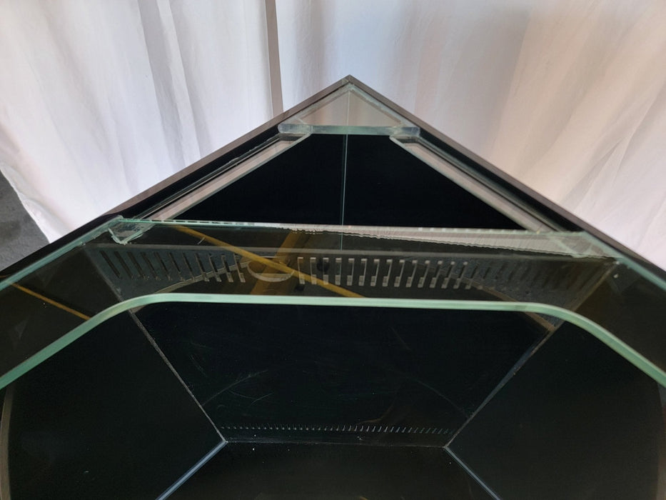 *BLACK* 90g Corner 1/4 Cylinder Glass Aquarium Set in Flush Wood Furniture