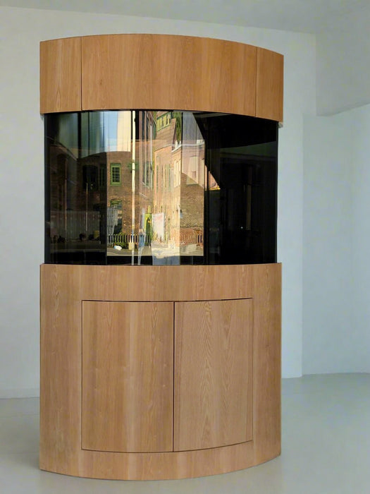 *BLACK* 90g Corner 1/4 Cylinder Glass Aquarium Set in Flush Wood Furniture