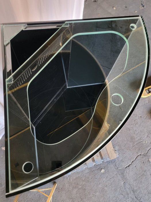 *BLACK* 90g Corner 1/4 Cylinder Glass Aquarium Set in Flush Wood Furniture