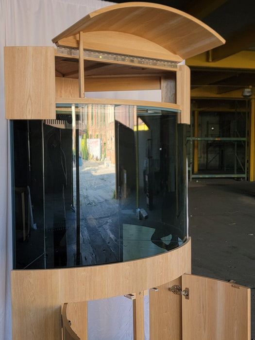 *BLACK* 90g Corner 1/4 Cylinder Glass Aquarium Set in Flush Wood Furniture