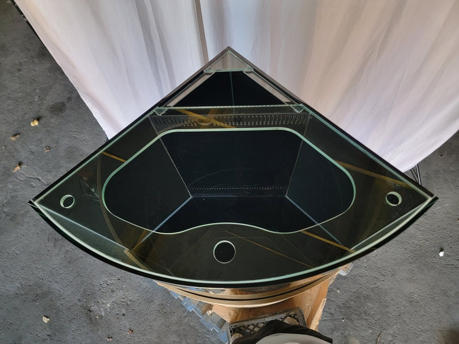 *BLACK* 90g Corner 1/4 Cylinder Glass Aquarium Set in Flush Wood Furniture