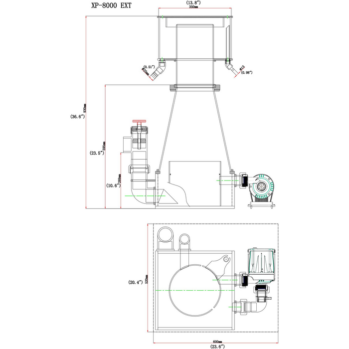 SRO XP8000E Recirculating External Protein Skimmer