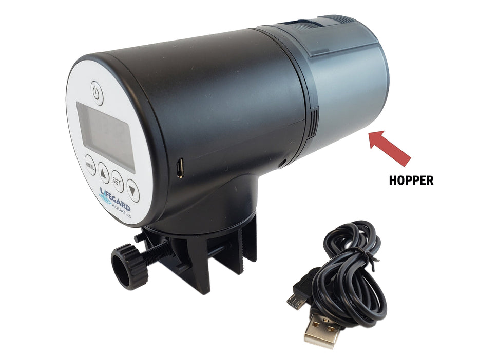 Intelli-Feed Automatic Aquarium Fish Feeder with Rechargeable Battery and Moisture-Proof Food Container