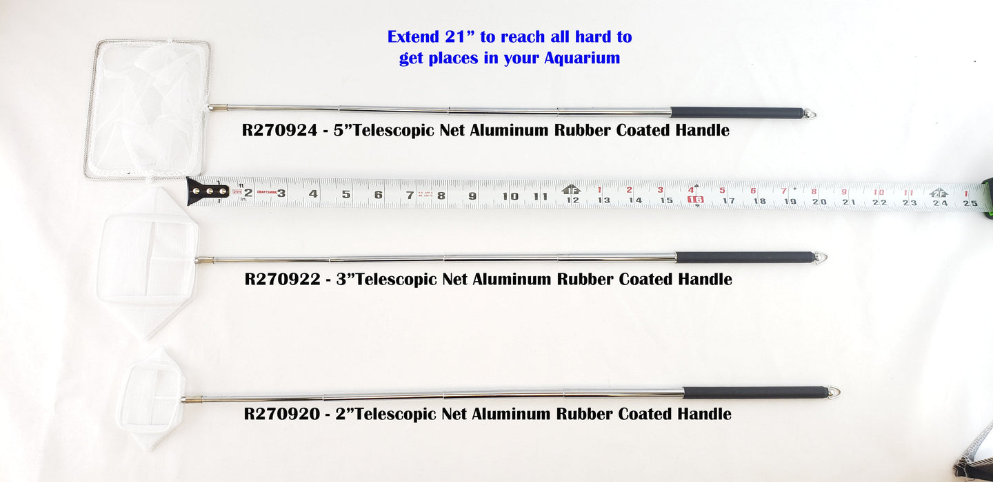 2" x 1.8" Square Aquarium Net with Aluminum Telescopic Rubber Coated Handle