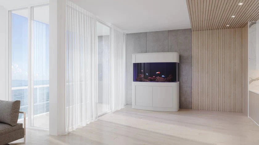 215g Seamless Glass Bowfront Reef-Ready Aquarium Set in Walnut