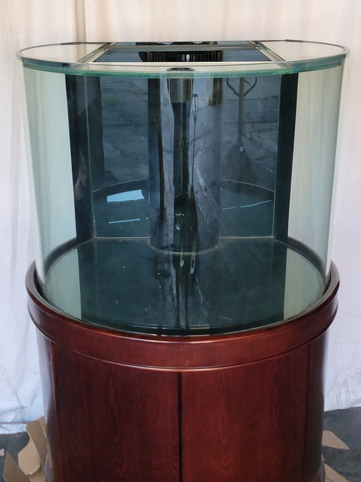 Display Model 133g 3/4 Cylinder Round Glass Reef-Ready Aquarium + Sump in Rose Cherry Furniture