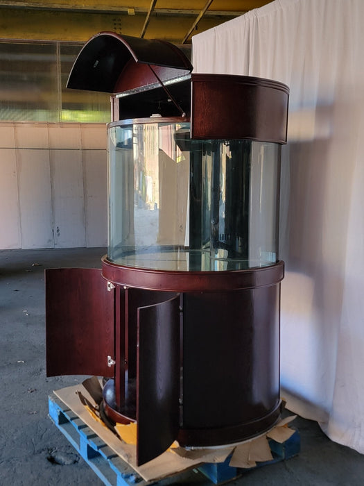Display Model 133g 3/4 Cylinder Round Glass Reef-Ready Aquarium + Sump in Rose Cherry Furniture