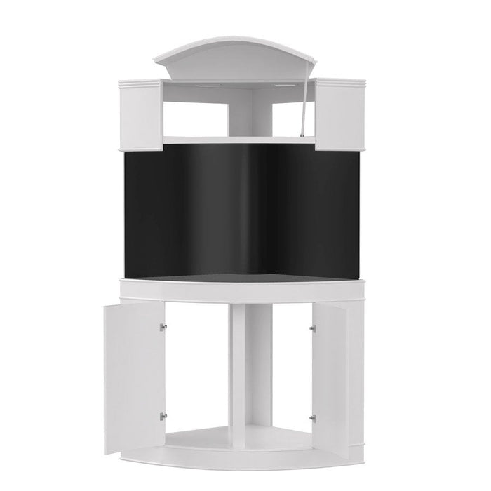 136g Corner 1/4 Cylinder Glass Reef-Ready Aquarium Set in Walnut